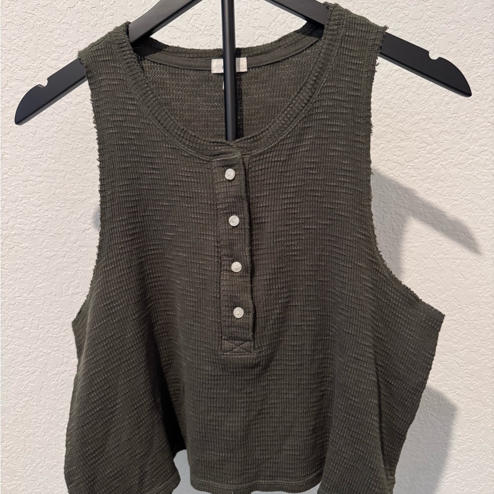 Aerie Dark Olive Textured Tank Top
